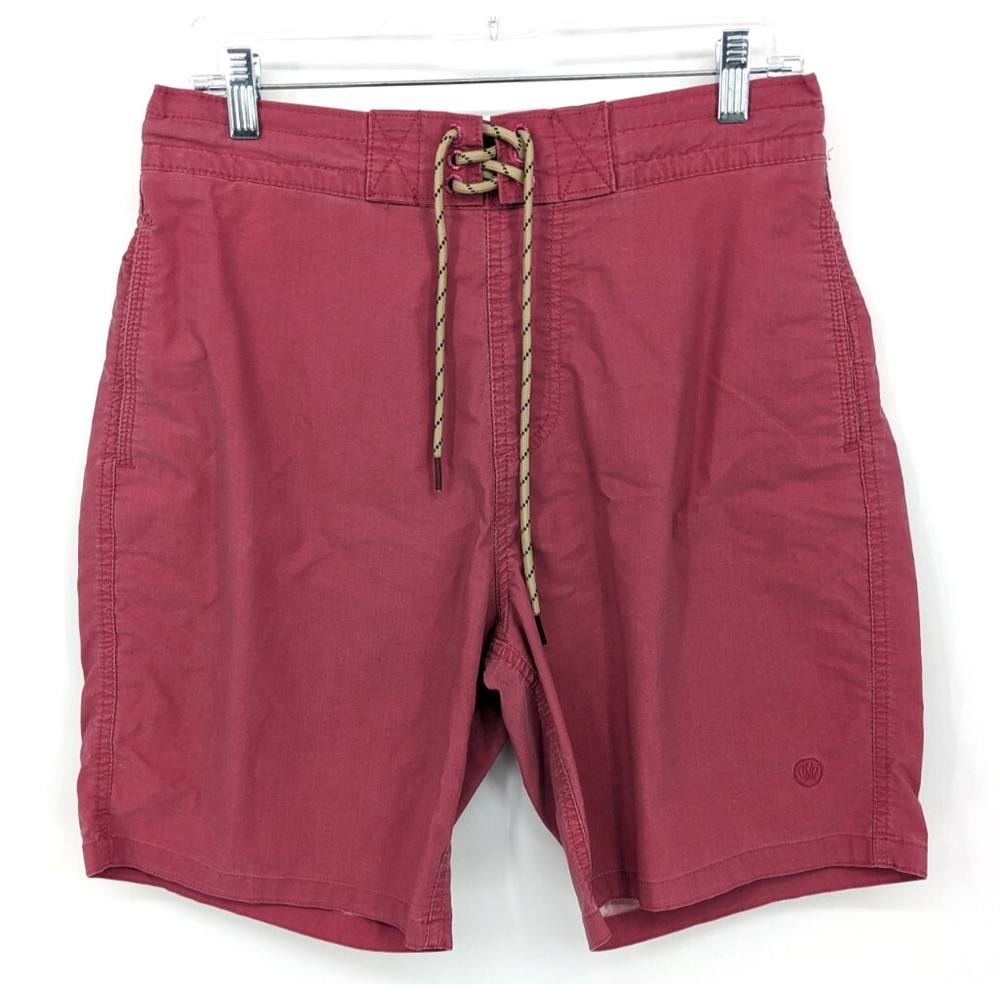 Fat Face Swim Trunks Mens Medium Red Elastic Waist Drawstring‎ Pockets Shorts